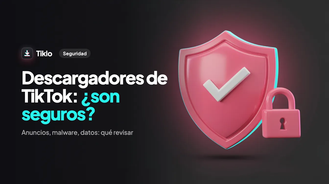 Pantalla de un portátil mostrando un descargador de TikTok seguro en un navegador web