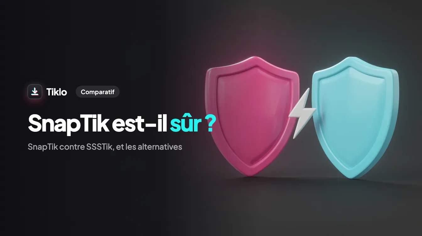 Deux téléchargeurs TikTok comparés côte à côte avec un bouclier de sécurité