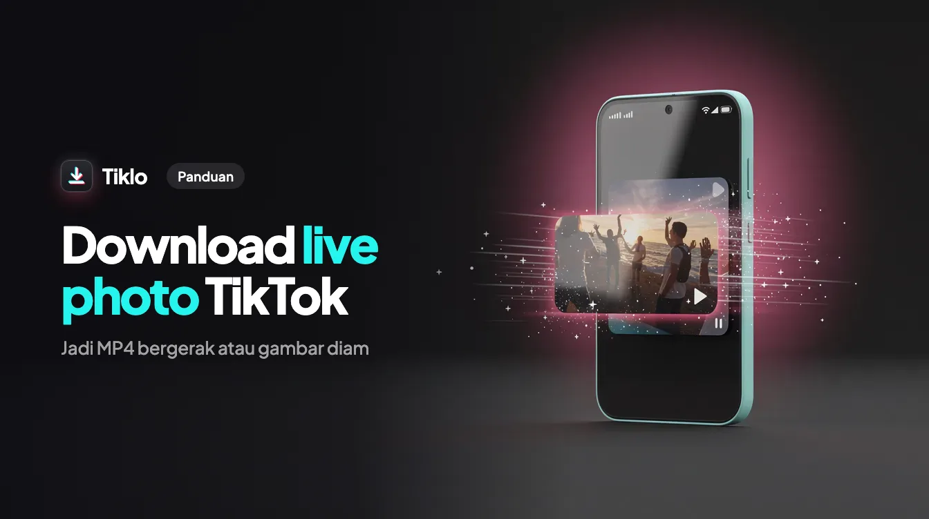 Smartphone menampilkan live photo TikTok yang sedang disimpan sebagai gambar bergerak
