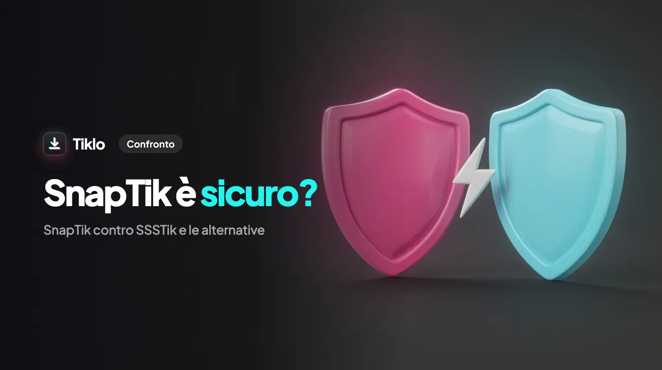 Due downloader TikTok messi a confronto fianco a fianco con uno scudo di sicurezza