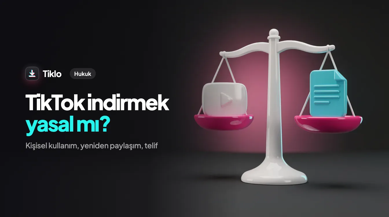 Bir indirme simgesi ve bir kontrol listesinin yanında TikTok videosu gösteren bir akıllı telefon